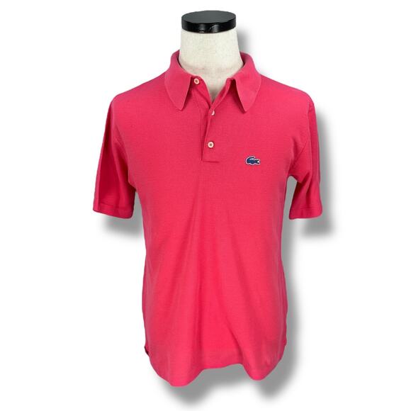 Vintage Lacoste Izod Polo Shirt Men’s Large Pink Pointed Dagger Collar 60s 1960s - Picture 1 of 11